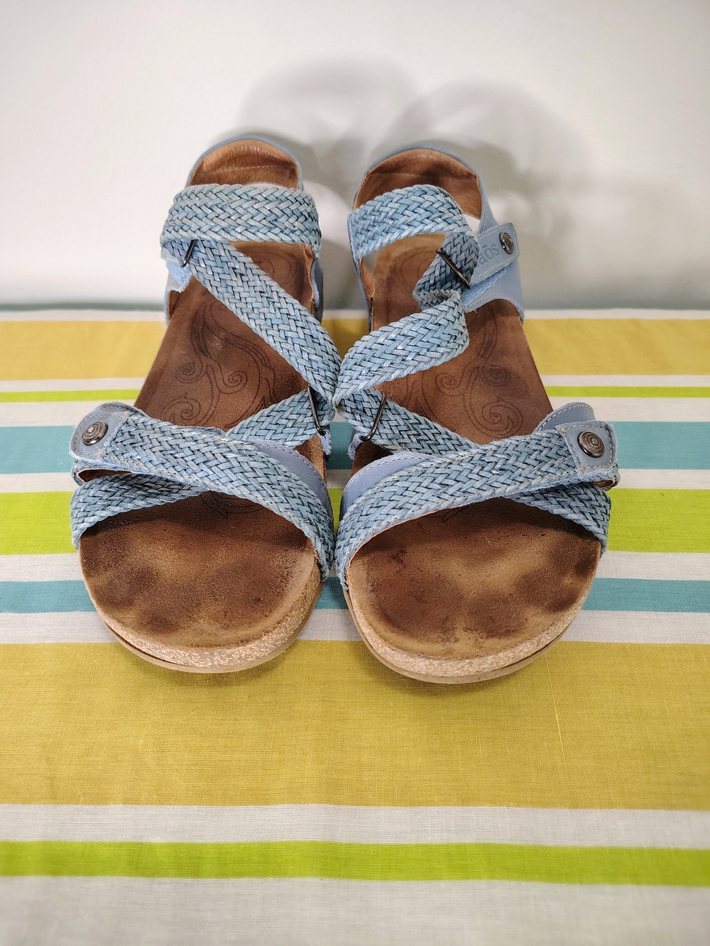 Taos Trulie Strappy Leather Sandals Comfort Navy Blue  8/8.5